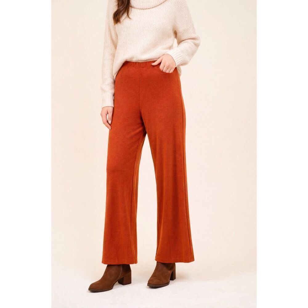 Vintage Kenny Classics Women’s Burnt Orange Knit Wide Leg Pants High Rise 18